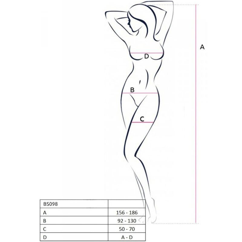 PASSION - BS098 HVID BODYSTOCKING ÉN STØRRELSE