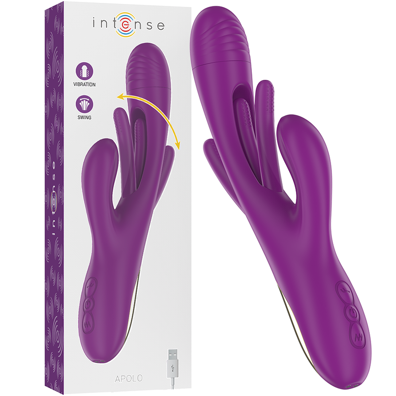 INTENS - APOLO GENOPLADELIG MULTIFUNKTIONSVIBRATOR 7 VIBRATIONER MED SVINGENDE BEVÆGELSE LILLA