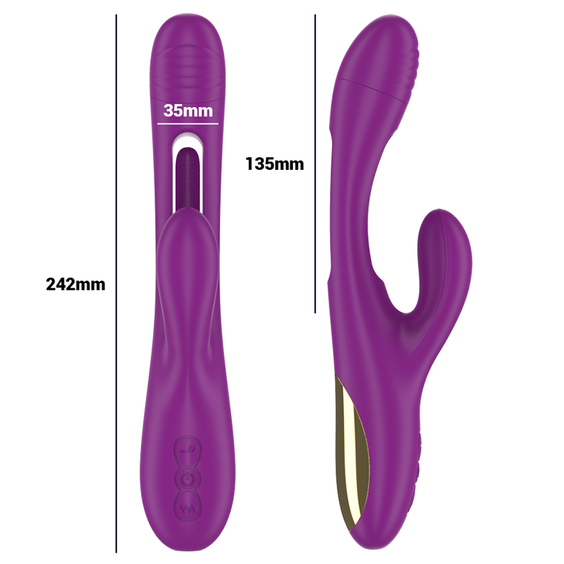 INTENS - APOLO GENOPLADELIG MULTIFUNKTIONSVIBRATOR 7 VIBRATIONER MED SVINGENDE BEVÆGELSE LILLA
