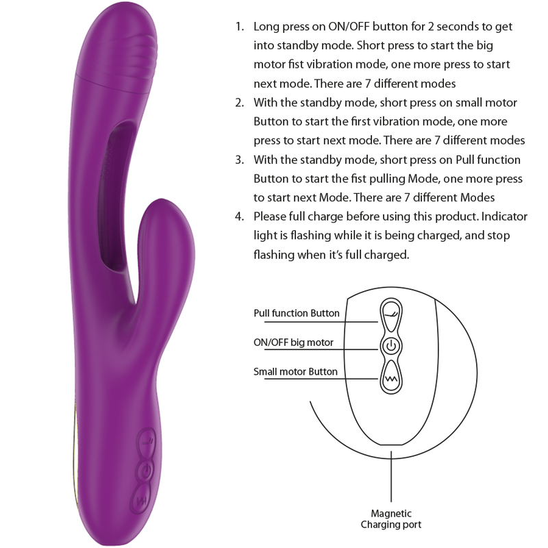 INTENS - APOLO GENOPLADELIG MULTIFUNKTIONSVIBRATOR 7 VIBRATIONER MED SVINGENDE BEVÆGELSE LILLA