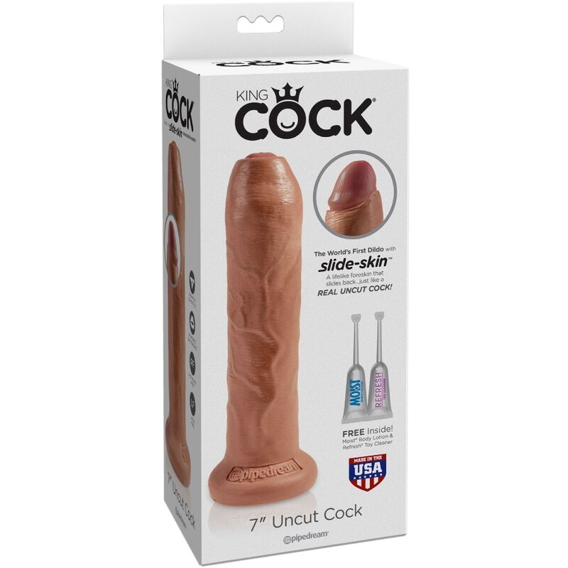 KONGE PIK - USKÅRET REALISTISK PENIS 17,8 CM KARAMEL