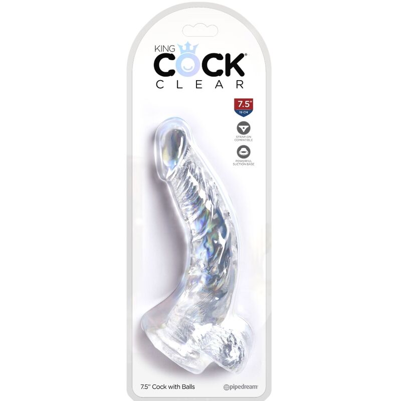 KONGE PIK - KLAR REALISTISK BUET PENIS MED NØGLER 16,5 CM TRANSPARENT