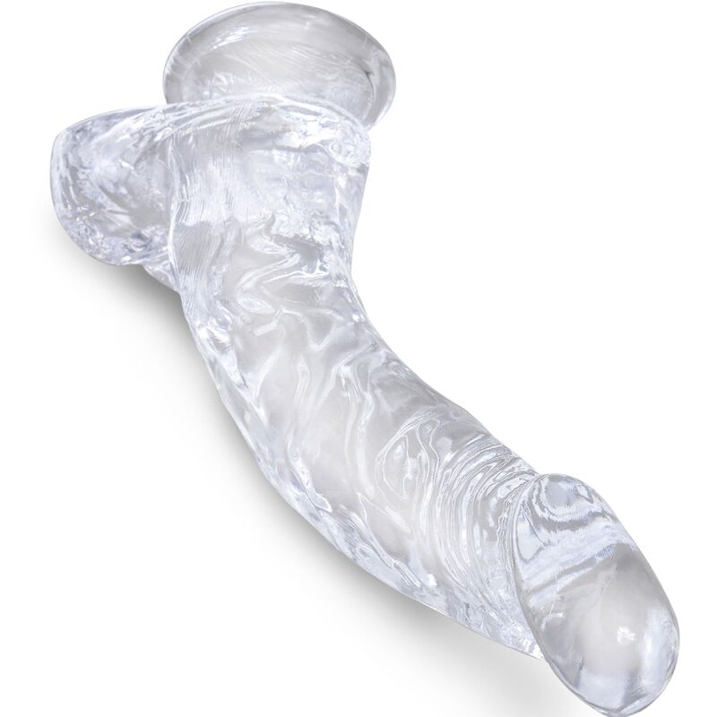 KONGE PIK - KLAR REALISTISK BUET PENIS MED NØGLER 16,5 CM TRANSPARENT