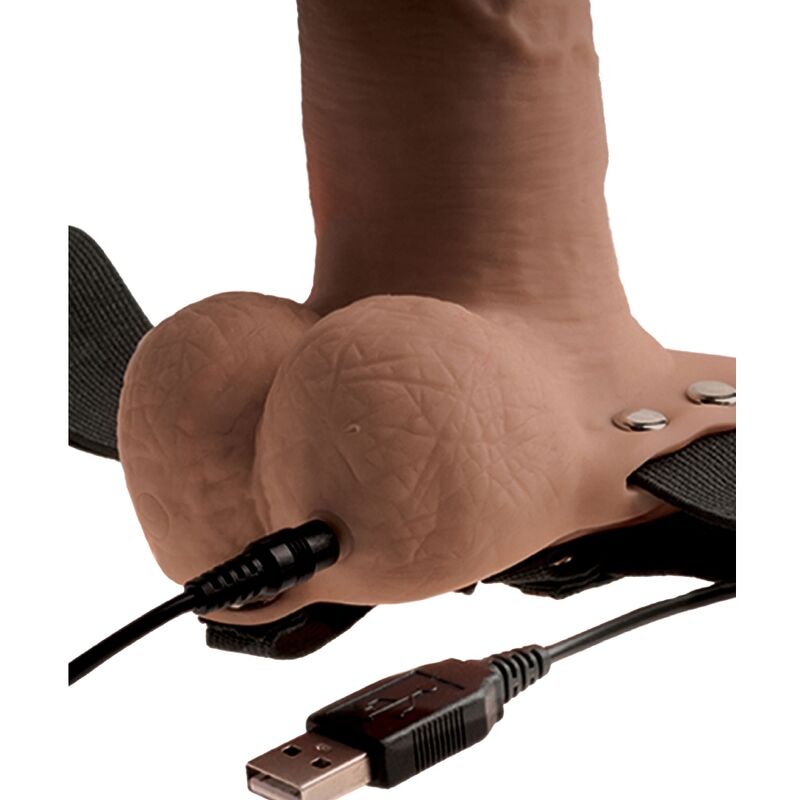 FETISH FANTASY SERIE - JUSTERBAR SELE REALISTISK PENIS MED GENOPLADELIGE TESTIKLERE OG VIBRATOR 15 CM