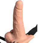 FETISH FANTASY SERIE - JUSTERBAR SELE MED FJERNBETJENING OG REALISTISK PENIS MED GENOPLADELIGE TESTIKLERE OG VIBRATOR 15 CM