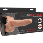 FETISH FANTASY SERIE - JUSTERBAR SELE MED FJERNBETJENING OG REALISTISK PENIS MED GENOPLADELIGE TESTIKLERE OG VIBRATOR 15 CM