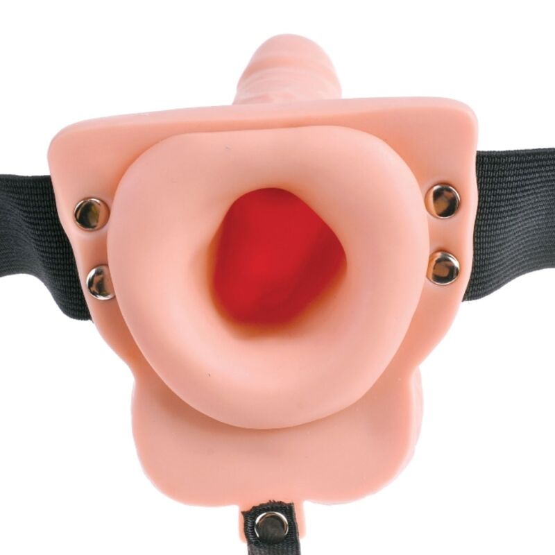 FETISH FANTASY SERIE - JUSTERBAR SELE MED FJERNBETJENING OG REALISTISK PENIS MED GENOPLADELIGE TESTIKLERE OG VIBRATOR 15 CM