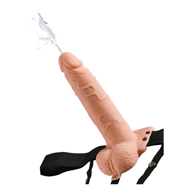 FETISH FANTASY SERIE - JUSTERBAR SELE REALISTISK PENIS MED NØDDER, DER SPRØJTER 19 CM