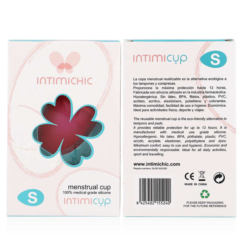 INTIMICHIC - MENSTRUATIONSKOP I MEDICINSK SILIKONE - STØRRELSE S