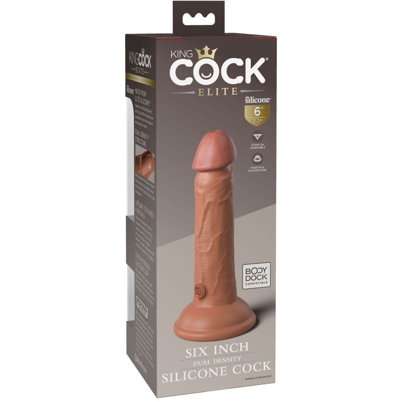 KING COCK - ELITE REALISTISK SILIKONE DILDO 15,2 CM KARAMEL
