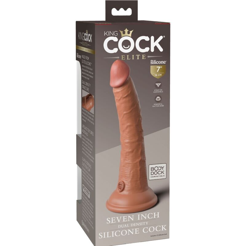 KING COCK - ELITE REALISTISK SILIKONE DILDO 17,8 CM KARAMEL