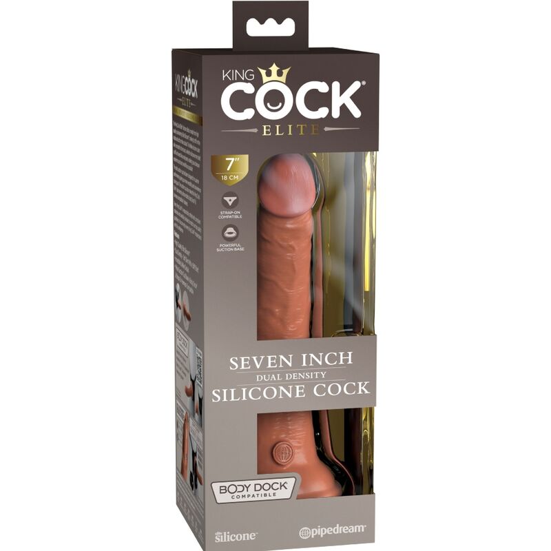 KING COCK - ELITE REALISTISK SILIKONE DILDO 17,8 CM KARAMEL