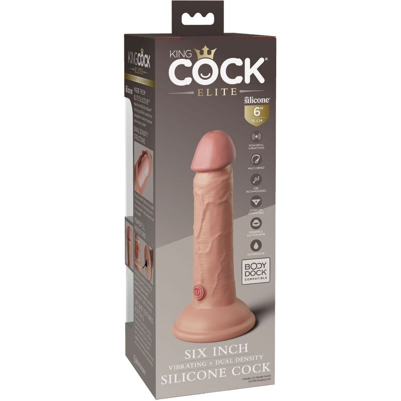 KING COCK - ELITE REALISTISK DILDO VIBRERENDE & SILIKONE 15,2 CM