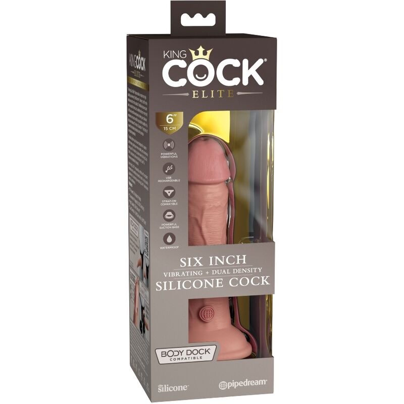 KING COCK - ELITE REALISTISK DILDO VIBRERENDE & SILIKONE 15,2 CM