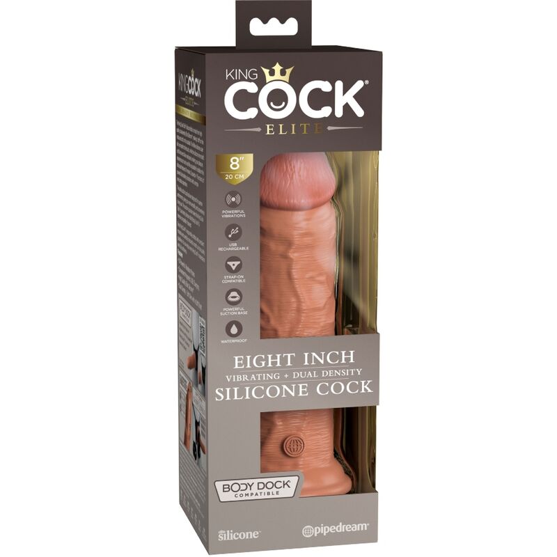 KING COCK - ELITE REALISTISK DILDO VIBRERENDE & SILIKONE 20,3 CM KARAMEL