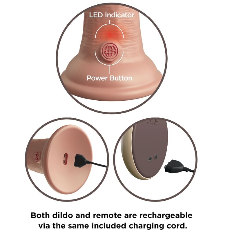 KING COCK - ELITE REALISTISK DILDOVIBRATOR & SILIKONE FJERNBETJENING 23 CM