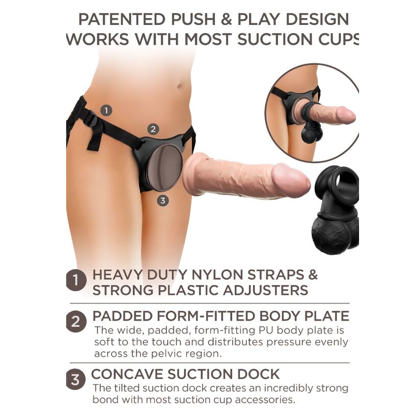 KING COCK - ELITE DELUXE JUSTERBAR SELEKIT RING MED TESTIKLE & DILDO 20,3 CM