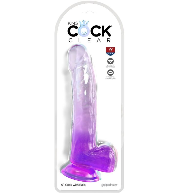 KING COCK - KLAR DILDO MED TESTIKLE 20,3 CM LILLA