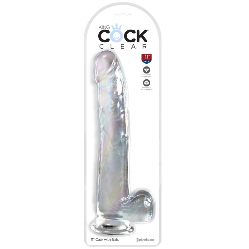 KING COCK - KLAR DILDO MED TESTIKLE 24,8 CM TRANSPARENT