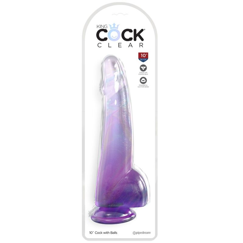 KING COCK - KLAR DILDO MED TESTIKLE 19 CM LILLA