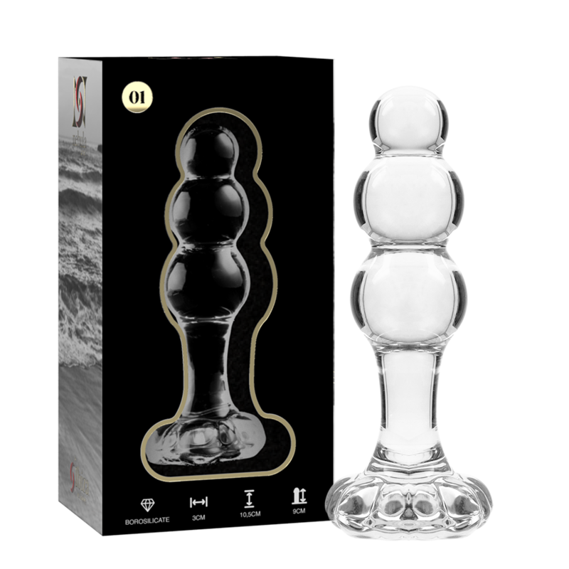 NEBULA-SERIEN FRÅ IBIZA - MODEL 1 ANALPLUG BOROSILIKATGLAS KLAR 10,5 CM -O- 3 CM