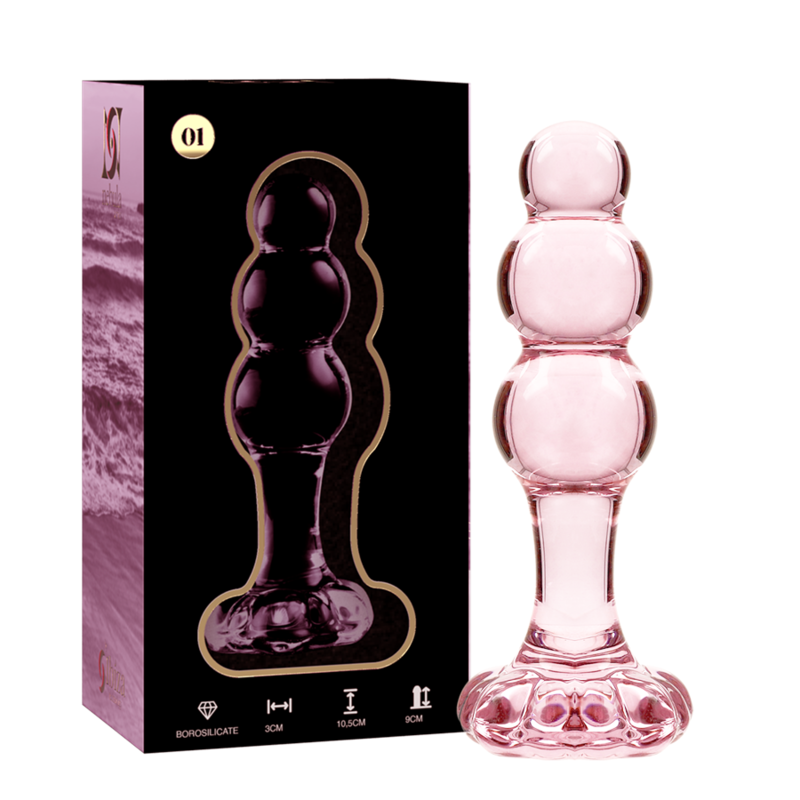 NEBULA-SERIEN FRÅ IBIZA - MODEL 1 ANALPLUG BOROSILIKATGLAS PINK 10,5 CM -O- 3 CM