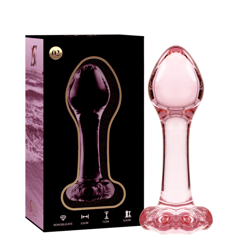 NEBULA-SERIEN AF IBIZA - MODEL 2 ANALPLUG BOROSILIKATGLAS PINK 11 CM -O- 3,5 CM
