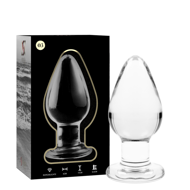 NEBULA-SERIEN FRÅ IBIZA - MODEL 3 ANALPLUG BOROSILIKATGLAS TRANSPARENT 11 CM -O- 5 CM