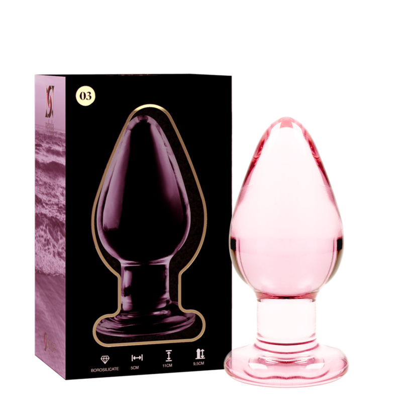 NEBULA-SERIEN AF IBIZA - MODEL 3 ANALPLUG BOROSILIKATGLAS PINK 11 CM -O- 5 CM