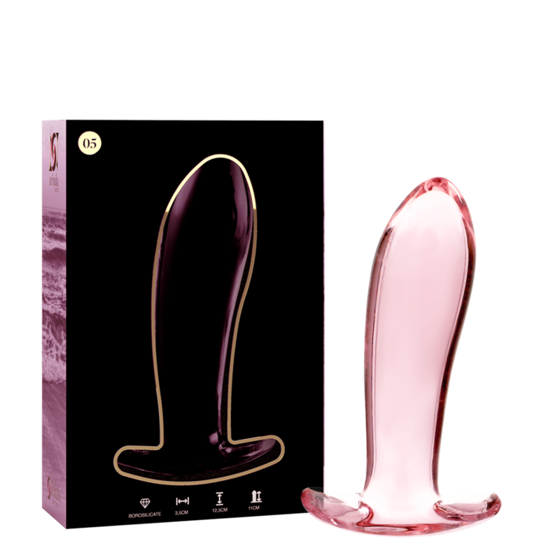 NEBULA-SERIEN AF IBIZA - MODEL 5 ANALPLUG BOROSILIKATGLAS PINK 12,5 CM -O- 3,5 CM