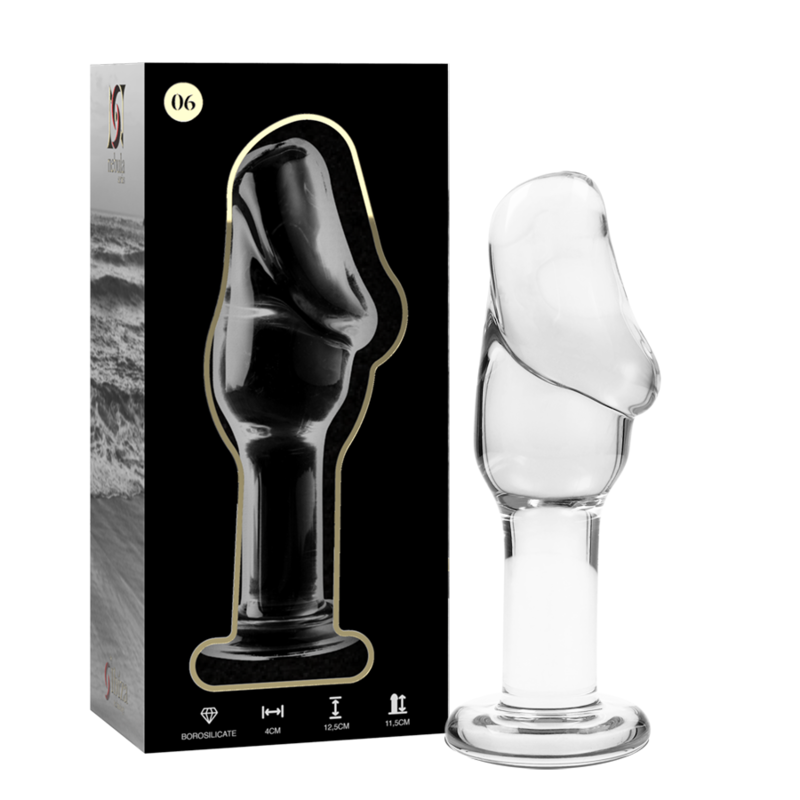 NEBULA-SERIEN FRÅ IBIZA - MODEL 6 ANALPLUG BOROSILIKATGLAS KLAR 12,5 CM -O- 4 CM