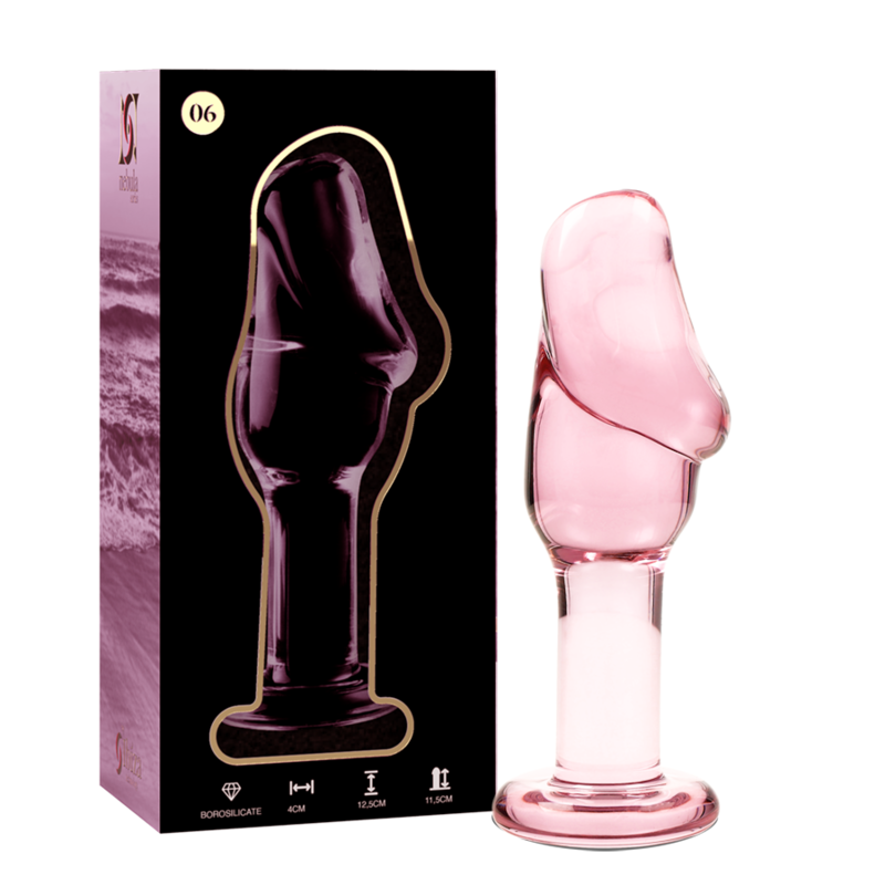 NEBULA-SERIEN FRÅ IBIZA - MODEL 6 ANALPLUG BOROSILIKATGLAS PINK 12,5 CM -O- 4 CM