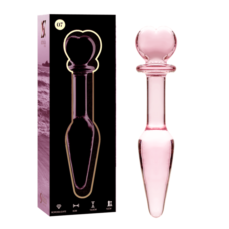 NEBULA-SERIEN AF IBIZA - MODEL 7 ANALPLUG BOROSILIKATGLAS PINK 13,5 CM -O- 3 CM