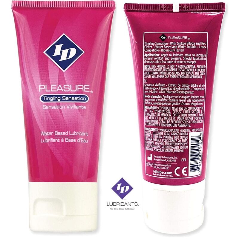 ID PLEASURE - VANDBASERET GLIDEMIDDEL MED EN SPRIDENDE FØLELSE, REJSETUB 60 ML
