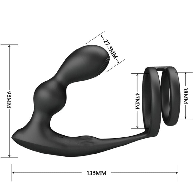 PRETTY LOVE - MARSHALL PENIS RING MED VIBRERENDE ANALPLUG MED FJERNBETJENING
