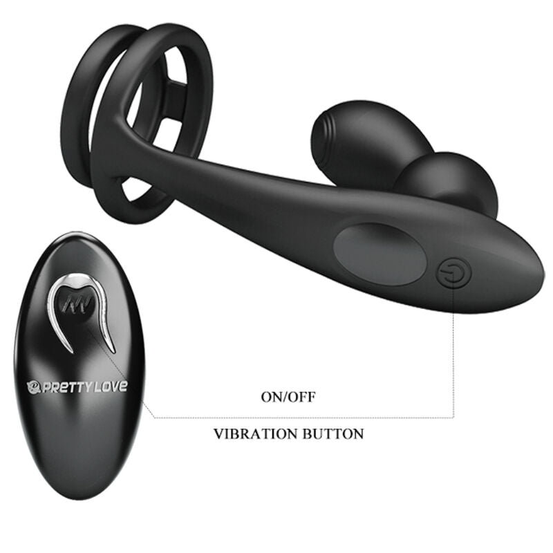 PRETTY LOVE - MARSHALL PENIS RING MED VIBRERENDE ANALPLUG MED FJERNBETJENING
