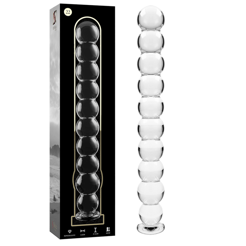 NEBULA-SERIEN FRA IBIZA - MODEL 22 DILDO BOROSILIKATGLAS KLAR 21,5 CM -O- 2,5 CM