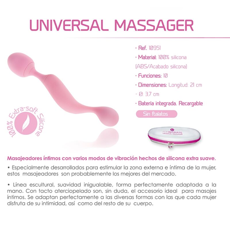 FEMINTIMATE - UNIVERSAL MASSAGEAPPARAT SILIKONEVIBRATOR PINK