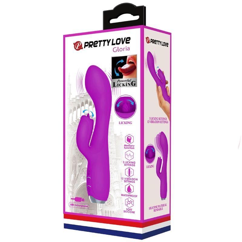PRETTY LOVE - GLORIA GENOPLADELIG KANINVIBRATOR - VANDTÆT LILLA