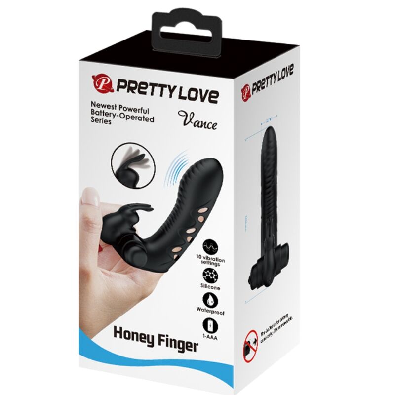 PRETTY LOVE - VANCE BLACK RABBIT VIBRATOR FINGERCOVER