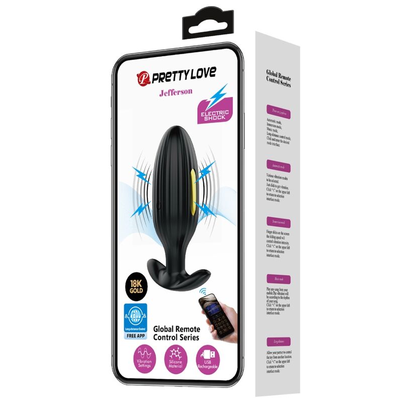 PRETTY LOVE - JEFFERSON APP-KONTROLLERET ANALPLUG SORT