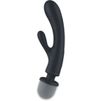 SATISFYER - TRIPLE LOVER KANINVIBRATOR MASSAGEAPPARAT GRÅ