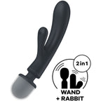 SATISFYER - TRIPLE LOVER KANINVIBRATOR MASSAGEAPPARAT GRÅ