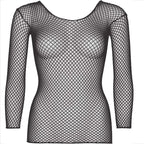 LEG AVENUE - FISHNET T-SHIRT MED LANGÆRMET SORT