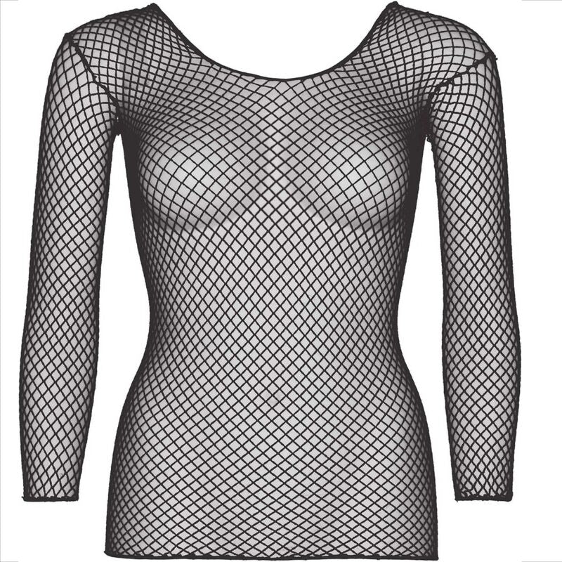 LEG AVENUE - FISHNET T-SHIRT MED LANGÆRMET SORT