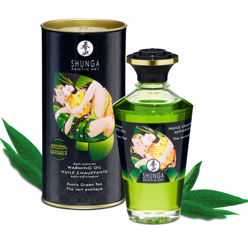SHUNGA - ØKOLOGISK GRØN TE MED VARMEFFEKT MASSAGEOLIE 100 ML