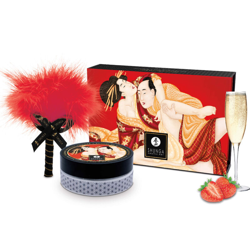 SHUNGA - JORDBÆR SPISELIG MASSAGEPULVERKIT