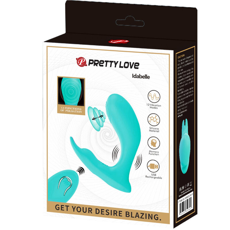 PRETTY LOVE - IDABELLE VIBRATION & PULSATION FJERNBETJENING BLÅ
