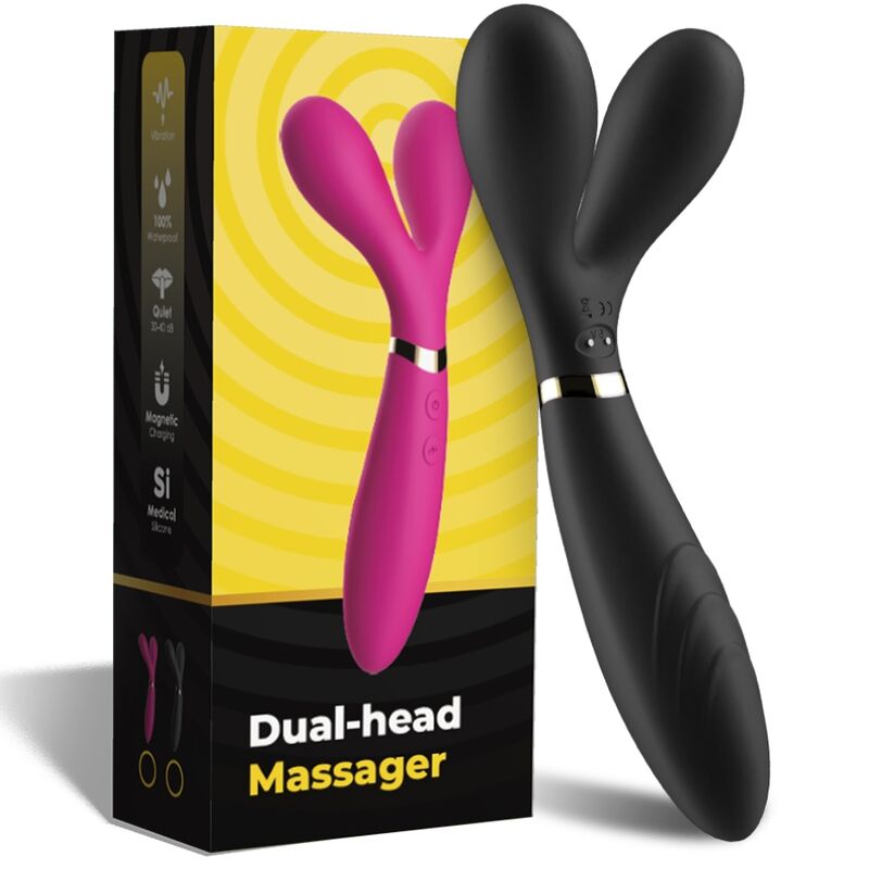 ARMONY - Y-WAND MASSAGEAPPARAT & VIBRATOR DOBBELTHOVEDT SORT