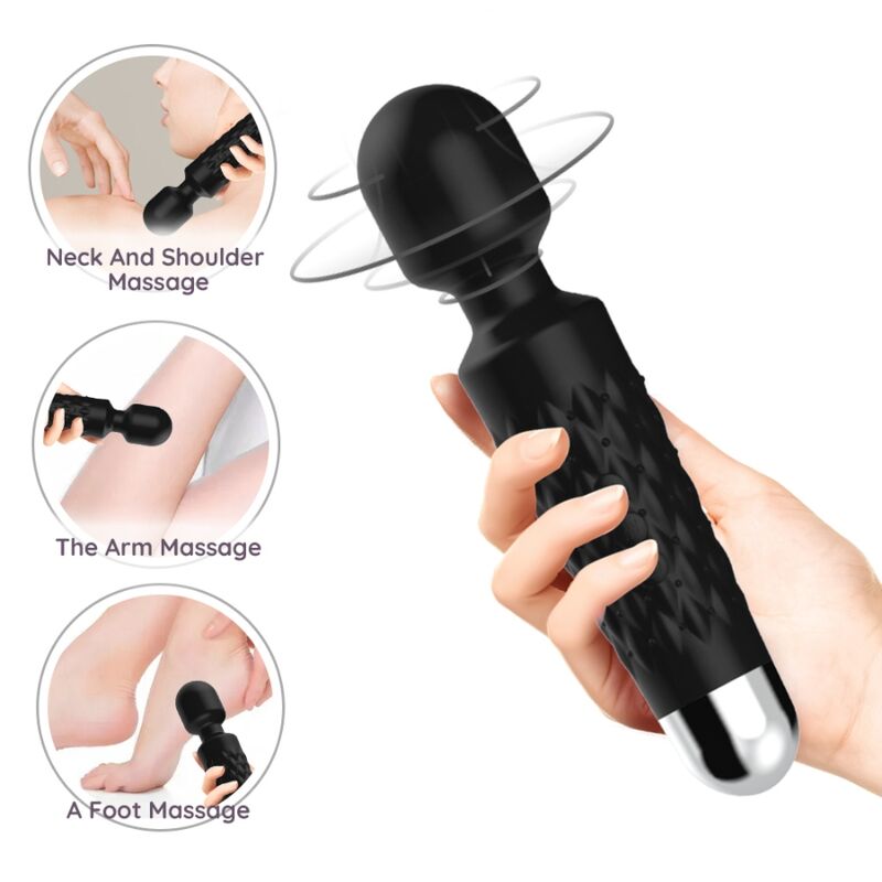 ARMONY - POSTMAN MASSAGEAPPARAT & VIBRATOR SUPER FLEKSIBELT HOVED SORT